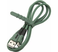 Дата-кабель USAMS SJ432 USB - micro USB с индикатором 1 м силикон, темно-зеленый УТ000021049