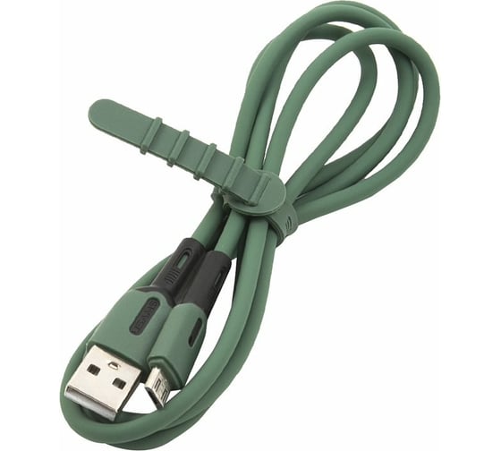 Дата-кабель USAMS SJ432 USB - micro USB с индикатором 1 м силикон, темно-зеленый УТ000021049
