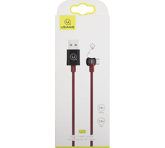 Дата-кабель USAMS U13 USB - Type-C, Smart Power-off, красный SJ341USB02 УТ000020271