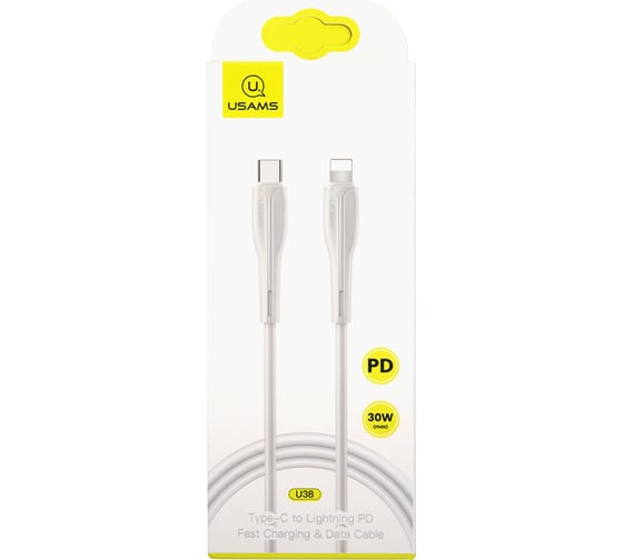 Дата-кабель USAMS SJ405 Power Delivery, Type-C - Lightning 1 м, белый SJ405USB02 УТ000021068