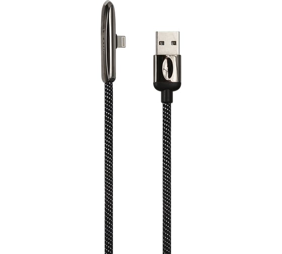Дата-кабель USAMS U34 USB - Lightning с индикатором, боковой, черный SJ362USB01 УТ000019978