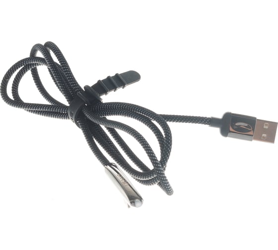 Дата-кабель USAMS U34 USB - Lightning с индикатором, боковой, черный SJ362USB01 УТ000019978