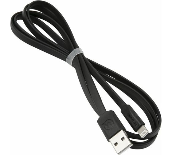 Дата-кабель USAMS -U2 USB - Lightning, плоский, черный SJ199IP01 УТ000019981