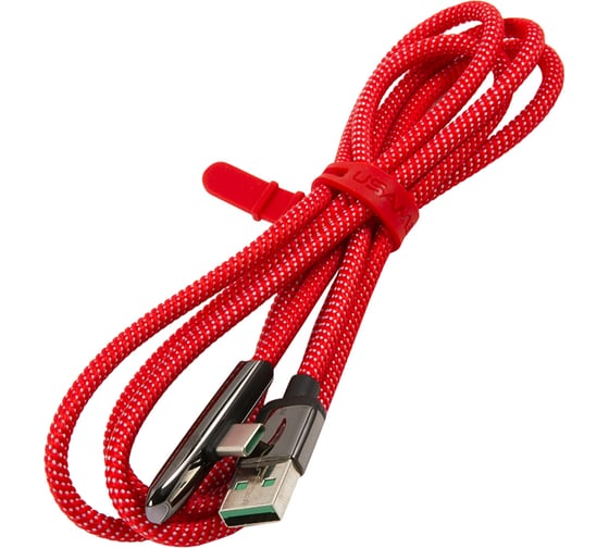Дата-кабель USAMS U34 USB - Type-C с индикатором, боковой, красный SJ363USB02 УТ000019975