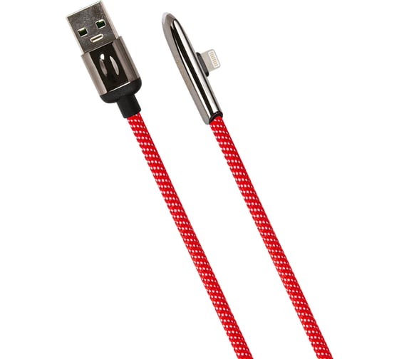 Дата-кабель USAMS U34 USB - Lightning с индикатором, боковой, красный SJ362USB02 УТ000019977 1