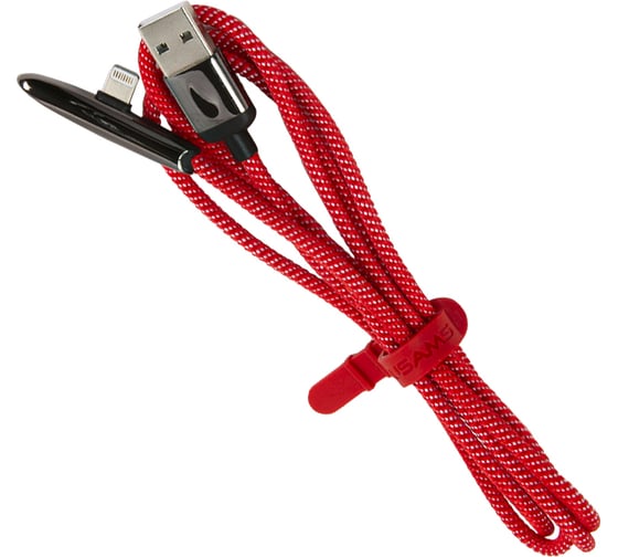 Дата-кабель USAMS U34 USB - Lightning с индикатором, боковой, красный SJ362USB02 УТ000019977
