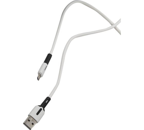 Дата-кабель USAMS SJ432 USB - micro USB с индикатором 1 м силикон, белый SJ432USB01 УТ000021048 1