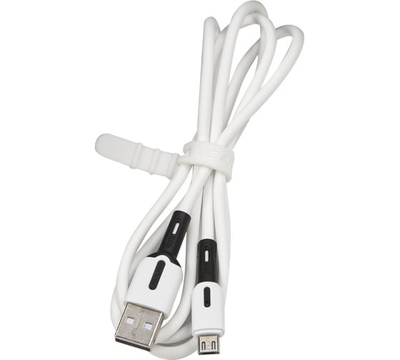 Дата-кабель USAMS SJ432 USB - micro USB с индикатором 1 м силикон, белый SJ432USB01 УТ000021048