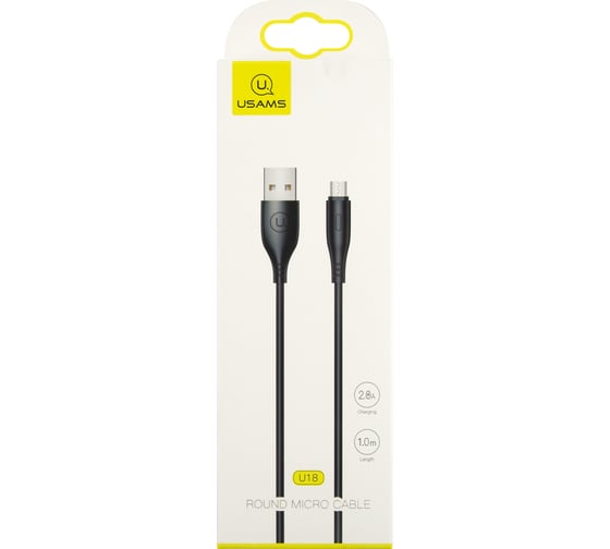 Дата-кабель USAMS US-SJ268 U18 Micro USB 1 м, круглый, черный SJ268USB01 УТ000024949