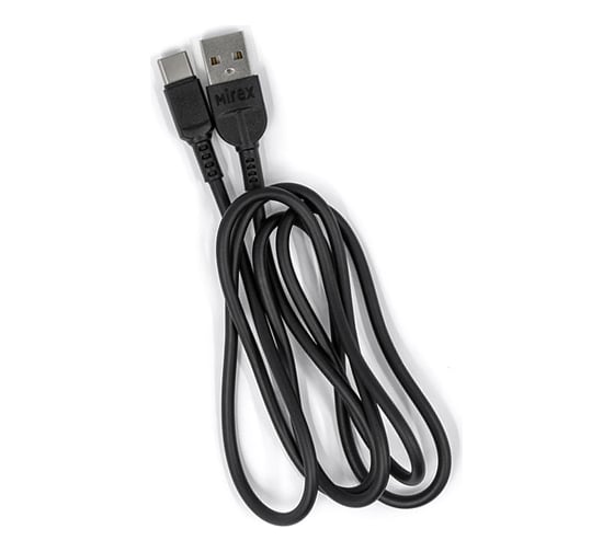 Кабель Mirex, USB 2.0 AM-Type-C 1 метр, 2.4A, чёрный, в коробке 13700-008T2BK