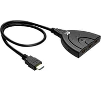 Переключатель GCR HDMI 3 x 1 Greenline USB доп. питание чёрный VIVv3I01ZP