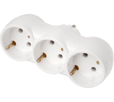 Разветвитель Bylectrica трехместный прямой с заземляющим контактом, РВ16-375