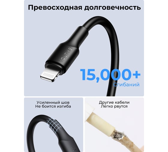 Кабель VOLTME USB2.0 Powerlink EDC ATL Lightning - USB-A (2.4A) 1.2M Черный C2296