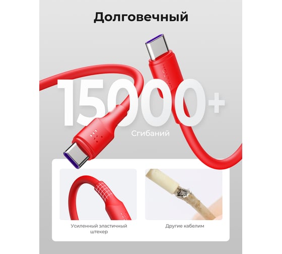 Кабель VOLTME USB2.0 Powerlink EDC CTC 5A, 100W USB-С - USB-C 3.0M Красный C2307