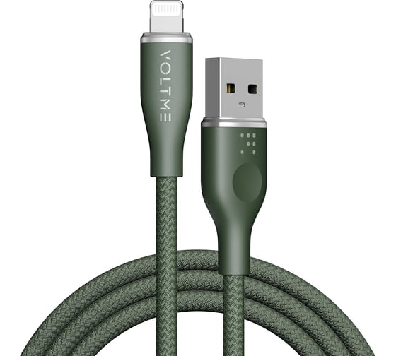 Кабель VOLTME USB2.0 Powerlink Rugg ATL 2.4A, Lightning- USB-A, 1.2м, зеленый, C2110