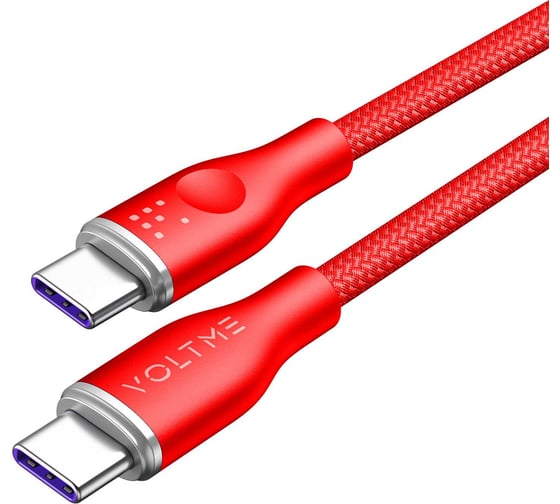 Кабель VOLTME USB2.0 Powerlink Rugg Lite CTC 5A, USB-С - USB-C, 100W, 1.2м, красный C2331 1