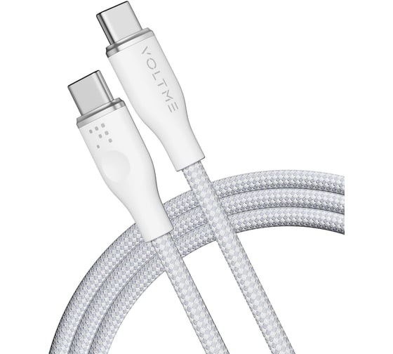 Кабель VOLTME USB2.0 Powerlink Rugg Lite CTC 5A, USB-С - USB-C, 100W, 1.2м, белый C1330 1