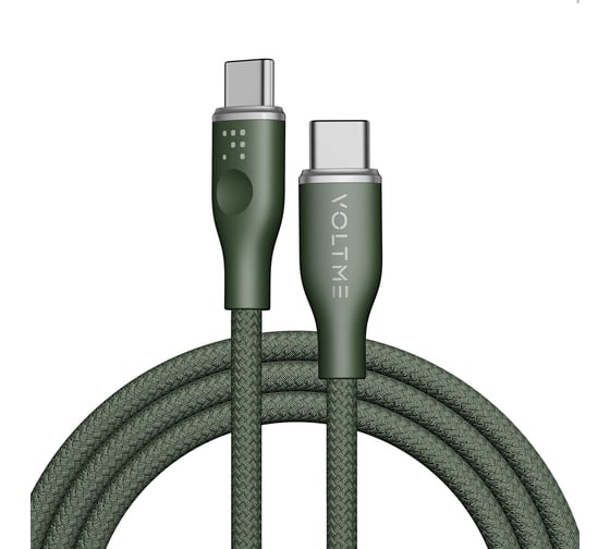Кабель VOLTME USB2.0 Powerlink Rugg CTC 3A, USB-С - USB-C, 60W, 1.8м, зеленый, C2055 1