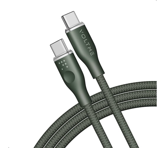 Кабель VOLTME USB2.0 Powerlink Rugg CTC 5A, USB-С - USB-C, 100W, 1.8м, зеленый, C2063 1