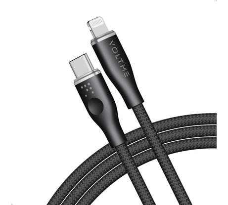 Кабель VOLTME USB2.0 Powerlink Rugg CTL 3A, Lightning- USB-C, 2м, черный, C2083