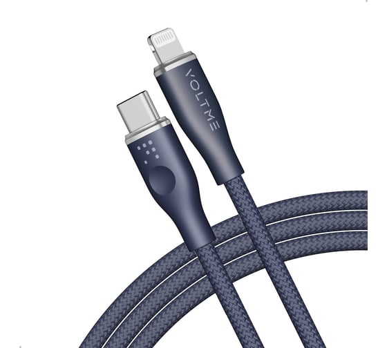 Кабель VOLTME USB2.0 Powerlink Rugg CTL 3A, Lightning- USB-C, 1.2м, синий, C2080 1