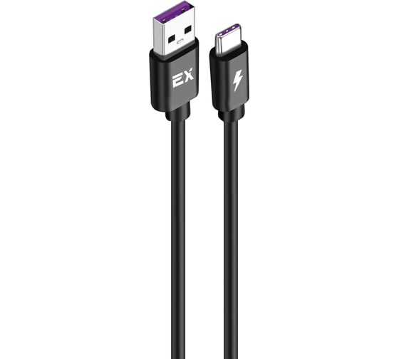 Кабель USB-Type-C Exployd для зарядки телефона 5A 1M 25W круглый черный EX-K-1141