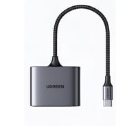 Кардридер Ugreen CM387 USB-C к SD/TF, USB 2.0, цвет серый космос () 80798