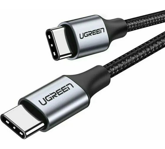 Кабель Ugreen US261 Type C to Type C 3A PD 60W в оплетке 2 м, цвет черный 50152