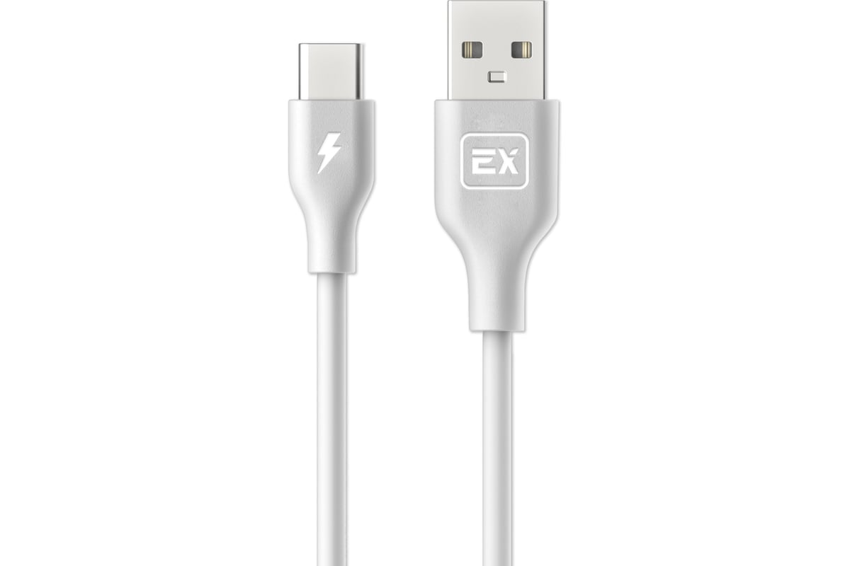 Exployd Кабель для зарядки телефона USB-Type-C 1A 0,2 M круглый белый  EX-K-734 - выгодная цена, отзывы, характеристики, фото - купить в Москве и  РФ