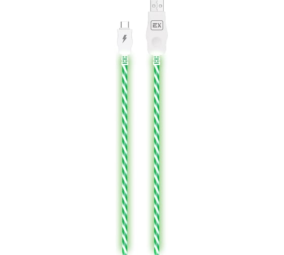 Кабель USB-Type-C 2,1A Exployd для зарядки телефона 1M Light круглый зеленый EX-K-660