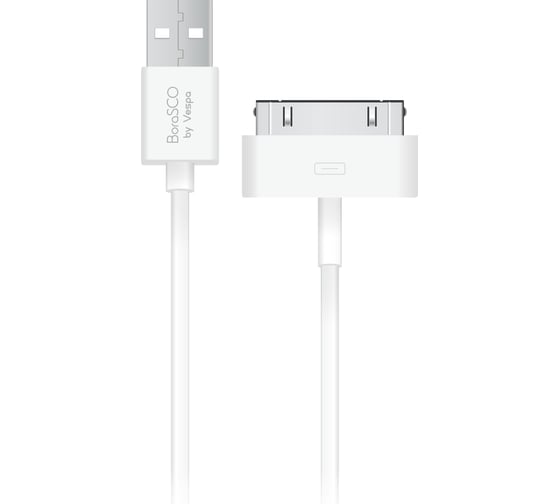 Дата-кабель BoraSCO USB - 30 pin, 1м, белый 37601