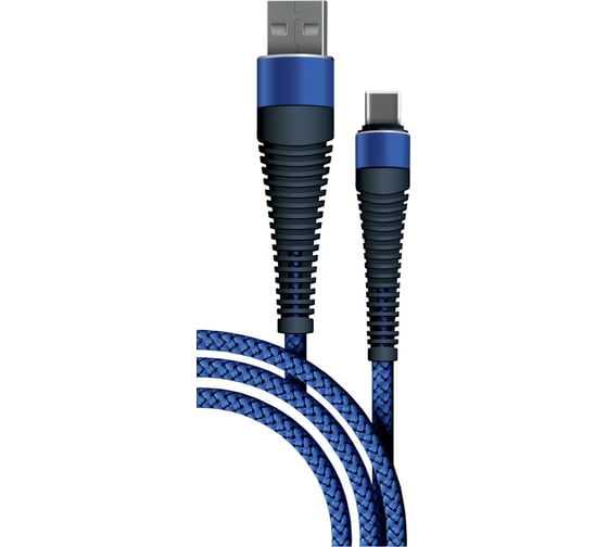 Дата-кабель BoraSCO Fishbone USB - Type-C, 3А, 1м, темно-синий 38505