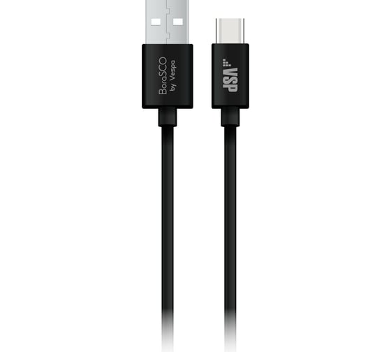 Дата-кабель BoraSCO USB - Type-C, 2А, 2м, черный 21975