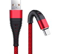 Дата-кабель BoraSCO Fishbone USB - Type-C, 3А, 1м, красный 50184