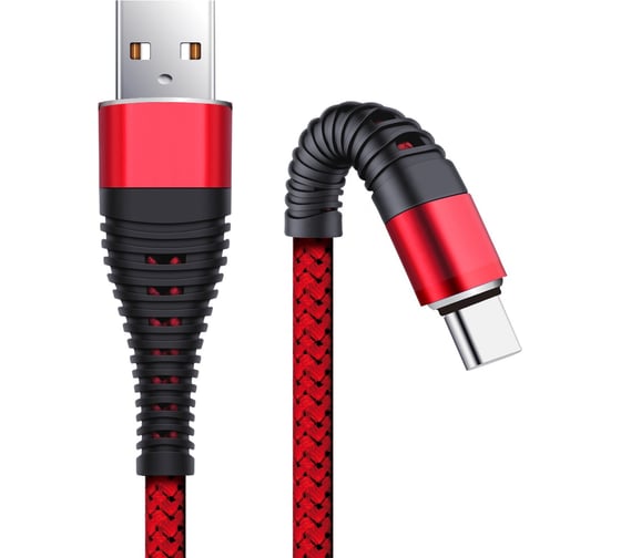 Дата-кабель BoraSCO Fishbone USB - Type-C, 3А, 1м, красный 50184 1