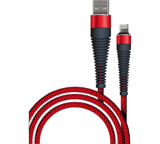 Дата-кабель BoraSCO Fishbone USB - 8 pin, 3А, 1м, красный 50185