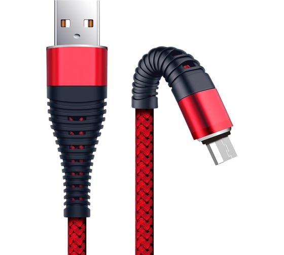 Дата-кабель BoraSCO Fishbone USB - micro USB, 3А, 1м, красный 50183