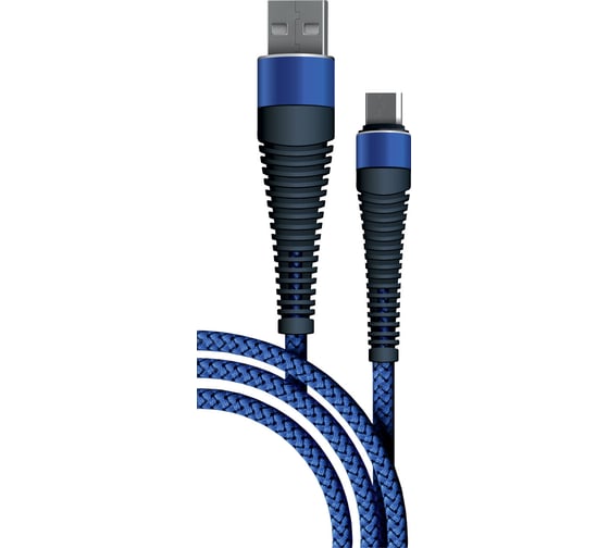 Дата-кабель BoraSCO Fishbone USB - micro USB, 3А, 1м, темно-синий 38501