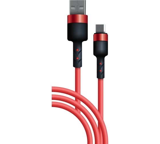 Дата-кабель BoraSCO Sillicone USB - micro USB, 3А, 1м, красный 38512