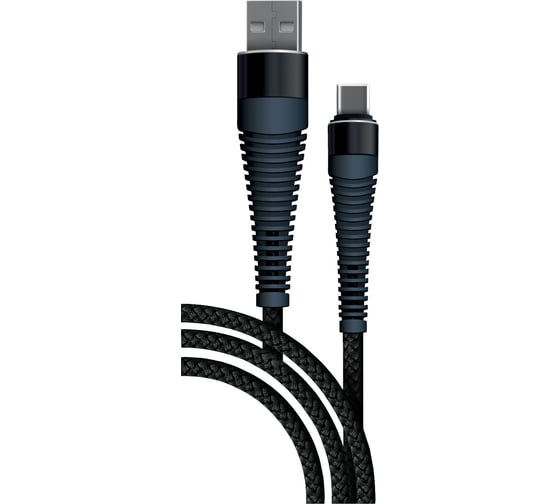Дата-кабель BoraSCO Fishbone USB - Type-C, 3А, 1м, черный 38503 1