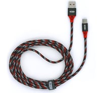 USB-кабель AM-Type-C BYZ 3 метра, 2.1A, тканевый, черно-красный, 23750-BC-090tBKR