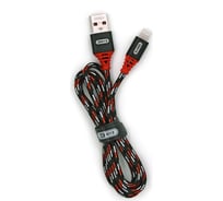 USB-кабель AM-8pin BYZ 1 метр, 2.4A, тканевый, черно-красный, 23750-BL-690iBKR