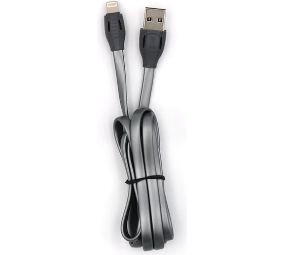 USB-кабель AM-8pin BYZ 1,2 метра, 2.4A, силикон, плоский, серый, 23750-BL-652BK 1