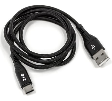 USB-кабель AM-Type-C BYZ 1 метр, 5A, нейлон, чёрный, 23750-BC-029tBK