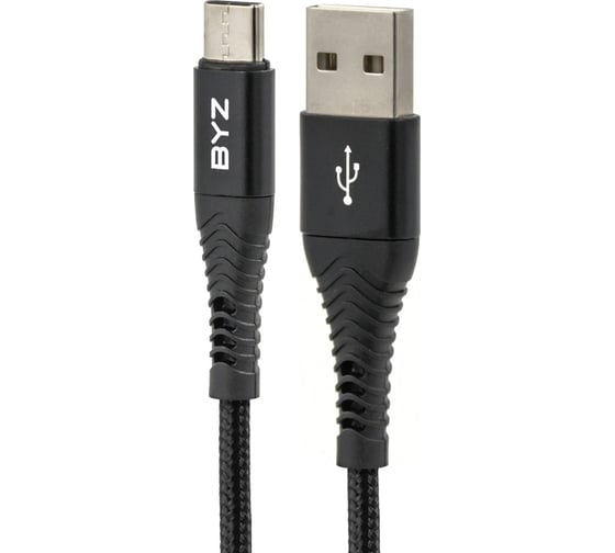 USB-кабель AM-Type-C BYZ 1 метр, 5A, нейлон, чёрный, 23750-BC-029tBK