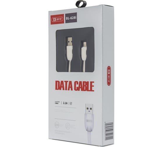 USB-кабель AM-8pin BYZ 1.2 метра, 2.1A, ПВХ, белый, 23750-BL-626W