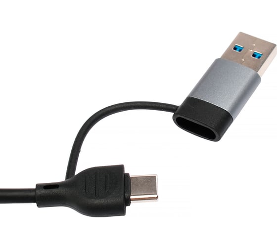 Картридер Gembird Type-C/USB-A (3.1), 5в1: 2xUSB2.0, USB3.1, SD/TF, кабель 10см, алюминий, коробка, FD2-MSD-3