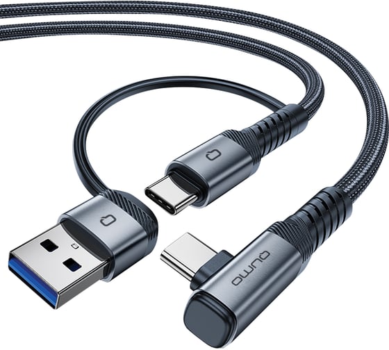Кабель QUMO VR Link Data Cable Type-C to Type-C + USB-А адаптер. 5м, 3A, USB 3.0 5Gbps, серый 51411