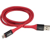 Зарядный кабель AURA MicroUSB, в полиэстеровой оболочке, красный, 1,2 метра TPC-UM7R