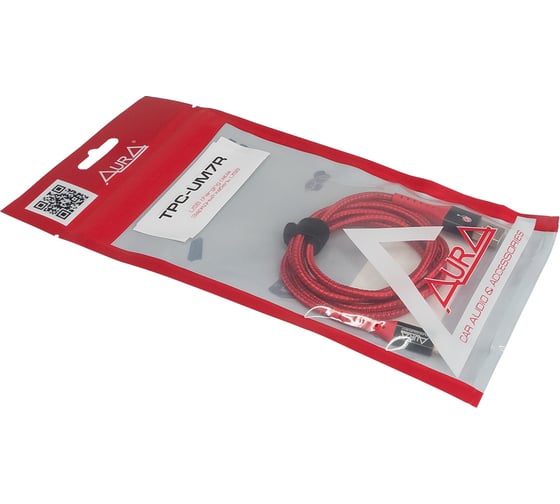 Зарядный кабель AURA MicroUSB, в полиэстеровой оболочке, красный, 1,2 метра TPC-UM7R